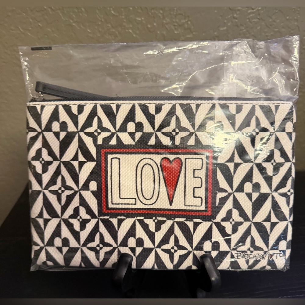 Brighton Black and White LOVE Zip Pouch with Red Heart- NIB